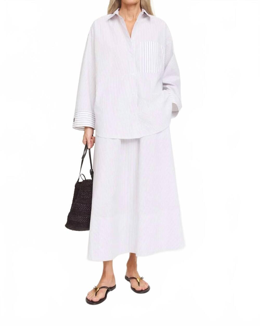 NEW BY MALENE BIRGER derris organic cotton shirt in black/white mix